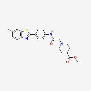 molecular formula C24H27N3O3S B4065019 Ethyl 1-(2-{[4-(6-methyl-1,3-benzothiazol-2-yl)phenyl]amino}-2-oxoethyl)piperidine-4-carboxylate 