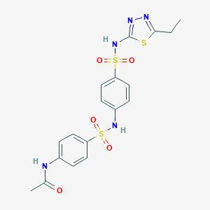 molecular formula C18H19N5O5S3 B406502 N-{4-[(4-{[(5-ethyl-1,3,4-thiadiazol-2-yl)amino]sulfonyl}anilino)sulfonyl]phenyl}acetamide 