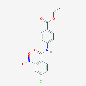 molecular formula C16H13ClN2O5 B406508 ETHYL 4-(4-CHLORO-2-NITROBENZAMIDO)BENZOATE 