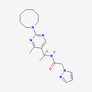 molecular formula C19H28N6O B4065205 N-[1-[2-(azocan-1-yl)-4-methylpyrimidin-5-yl]ethyl]-2-pyrazol-1-ylacetamide 
