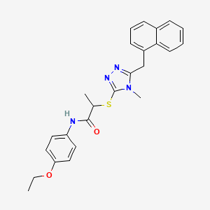 molecular formula C25H26N4O2S B4065242 N-(4-ethoxyphenyl)-2-{[4-methyl-5-(naphthalen-1-ylmethyl)-4H-1,2,4-triazol-3-yl]sulfanyl}propanamide 