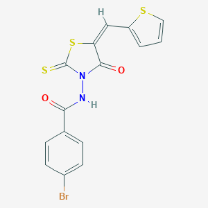 4-Bromo-N-(4-oxo-5-thiophen-2-ylmethylene-2-thioxo-thiazolidin-3-yl)-benzamide