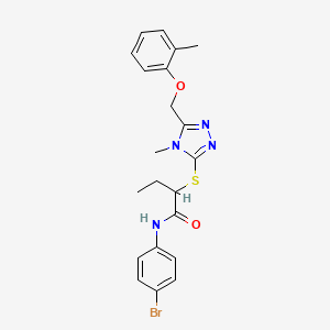 molecular formula C21H23BrN4O2S B4065275 N-(4-bromophenyl)-2-({4-methyl-5-[(2-methylphenoxy)methyl]-4H-1,2,4-triazol-3-yl}sulfanyl)butanamide 