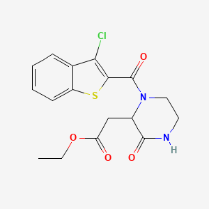 molecular formula C17H17ClN2O4S B4065309 Ethyl 2-[1-(3-chloro-1-benzothiophene-2-carbonyl)-3-oxopiperazin-2-yl]acetate 