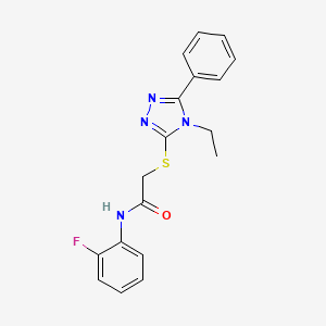 molecular formula C18H17FN4OS B4065334 2-[(4-ethyl-5-phenyl-4H-1,2,4-triazol-3-yl)sulfanyl]-N-(2-fluorophenyl)acetamide 