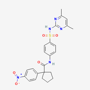 molecular formula C24H25N5O5S B4065368 N-{4-[(4,6-DIMETHYLPYRIMIDIN-2-YL)SULFAMOYL]PHENYL}-1-(4-NITROPHENYL)CYCLOPENTANE-1-CARBOXAMIDE 