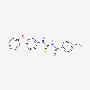molecular formula C22H18N2O2S B4065438 N-(dibenzo[b,d]furan-3-ylcarbamothioyl)-4-ethylbenzamide 