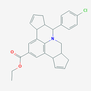 molecular formula C27H26ClNO2 B406546 Ethyl 7-(4-chlorophenyl)-3b,6,6a,7,9,9a,10,12a-octahydrocyclopenta[c]cyclopenta[4,5]pyrido[3,2,1-ij]quinoline-2-carboxylate 