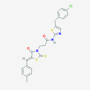 molecular formula C24H20ClN3O2S3 B406548 N-[5-(4-chlorobenzyl)-1,3-thiazol-2-yl]-3-[5-(4-methylbenzylidene)-4-oxo-2-thioxo-1,3-thiazolidin-3-yl]propanamide 