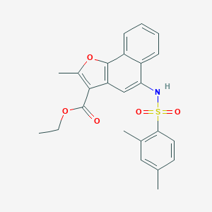 molecular formula C24H23NO5S B406570 Ethyl 5-{[(2,4-dimethylphenyl)sulfonyl]amino}-2-methylnaphtho[1,2-b]furan-3-carboxylate 