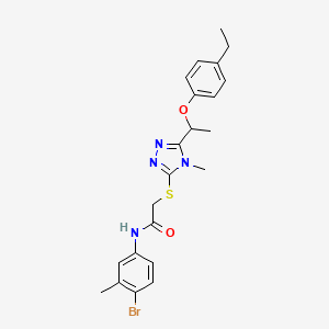 molecular formula C22H25BrN4O2S B4065798 N-(4-bromo-3-methylphenyl)-2-({5-[1-(4-ethylphenoxy)ethyl]-4-methyl-4H-1,2,4-triazol-3-yl}sulfanyl)acetamide 