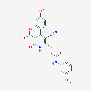 molecular formula C24H23N3O6S B4065803 METHYL 5-CYANO-4-(4-METHOXYPHENYL)-6-({[(3-METHOXYPHENYL)CARBAMOYL]METHYL}SULFANYL)-2-OXO-1,2,3,4-TETRAHYDROPYRIDINE-3-CARBOXYLATE 