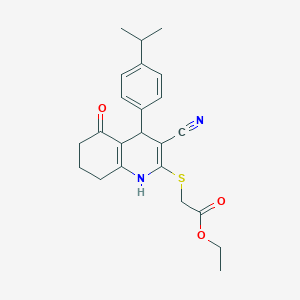 molecular formula C23H26N2O3S B4065903 ethyl 2-({3-cyano-5-oxo-4-[4-(propan-2-yl)phenyl]-1,4,5,6,7,8-hexahydroquinolin-2-yl}sulfanyl)acetate 