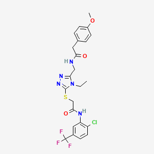 molecular formula C23H23ClF3N5O3S B4066058 N-[2-chloro-5-(trifluoromethyl)phenyl]-2-{[4-ethyl-5-({[(4-methoxyphenyl)acetyl]amino}methyl)-4H-1,2,4-triazol-3-yl]sulfanyl}acetamide 
