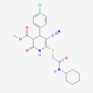 molecular formula C22H24ClN3O4S B4066091 methyl 4-(4-chlorophenyl)-5-cyano-6-[2-(cyclohexylamino)-2-oxoethyl]sulfanyl-2-oxo-3,4-dihydro-1H-pyridine-3-carboxylate 