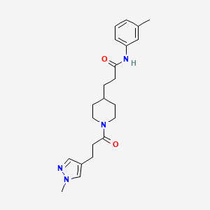 molecular formula C22H30N4O2 B4066144 N-(3-methylphenyl)-3-[1-[3-(1-methylpyrazol-4-yl)propanoyl]piperidin-4-yl]propanamide 