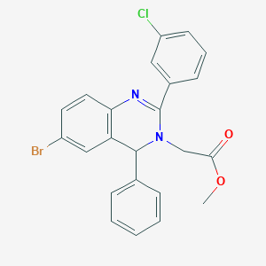molecular formula C23H18BrClN2O2 B406631 methyl 2-[6-bromo-2-(3-chlorophenyl)-4-phenyl-4H-quinazolin-3-yl]acetate CAS No. 313268-60-9