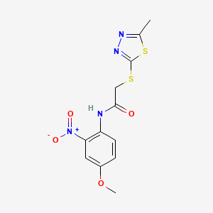 molecular formula C12H12N4O4S2 B4066389 N-(4-methoxy-2-nitrophenyl)-2-[(5-methyl-1,3,4-thiadiazol-2-yl)sulfanyl]acetamide 