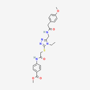 molecular formula C24H27N5O5S B4066395 methyl 4-[({[4-ethyl-5-({[(4-methoxyphenyl)acetyl]amino}methyl)-4H-1,2,4-triazol-3-yl]sulfanyl}acetyl)amino]benzoate 