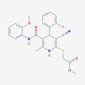 molecular formula C24H22FN3O4S B4066471 methyl [(3-cyano-4-(2-fluorophenyl)-5-{[(2-methoxyphenyl)amino]carbonyl}-6-methyl-1,4-dihydro-2-pyridinyl)thio]acetate 