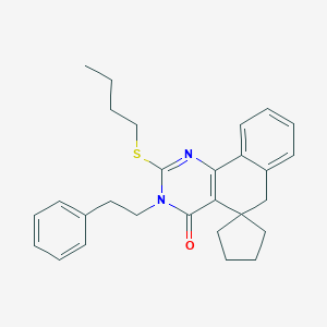 molecular formula C28H32N2OS B406670 2-(butylsulfanyl)-3-(2-phenylethyl)-5,6-dihydrospiro(benzo[h]quinazoline-5,1'-cyclopentane)-4(3H)-one 