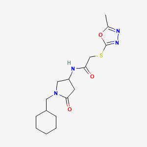molecular formula C16H24N4O3S B4066812 N-[1-(cyclohexylmethyl)-5-oxopyrrolidin-3-yl]-2-[(5-methyl-1,3,4-oxadiazol-2-yl)sulfanyl]acetamide 