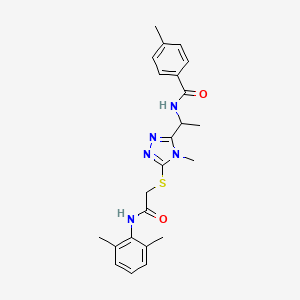 molecular formula C23H27N5O2S B4066887 N-[1-[5-[2-(2,6-dimethylanilino)-2-oxoethyl]sulfanyl-4-methyl-1,2,4-triazol-3-yl]ethyl]-4-methylbenzamide 