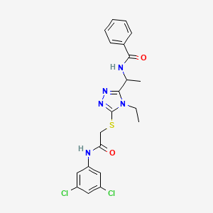 molecular formula C21H21Cl2N5O2S B4066891 N-{1-[5-({2-[(3,5-dichlorophenyl)amino]-2-oxoethyl}sulfanyl)-4-ethyl-4H-1,2,4-triazol-3-yl]ethyl}benzamide 