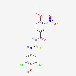 molecular formula C16H13Cl2N3O5S B4067075 N-[(3,5-dichloro-4-hydroxyphenyl)carbamothioyl]-4-ethoxy-3-nitrobenzamide 