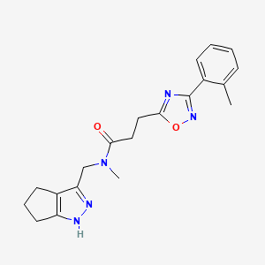 molecular formula C20H23N5O2 B4067467 N-methyl-3-[3-(2-methylphenyl)-1,2,4-oxadiazol-5-yl]-N-(1,4,5,6-tetrahydrocyclopenta[c]pyrazol-3-ylmethyl)propanamide 