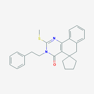 molecular formula C25H26N2OS B406763 2-(methylsulfanyl)-3-(2-phenylethyl)-5,6-dihydrospiro(benzo[h]quinazoline-5,1'-cyclopentane)-4(3H)-one CAS No. 316358-79-9