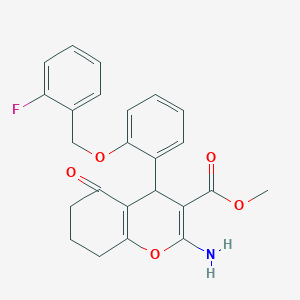 molecular formula C24H22FNO5 B4067697 METHYL 2-AMINO-4-{2-[(2-FLUOROPHENYL)METHOXY]PHENYL}-5-OXO-5,6,7,8-TETRAHYDRO-4H-CHROMENE-3-CARBOXYLATE 