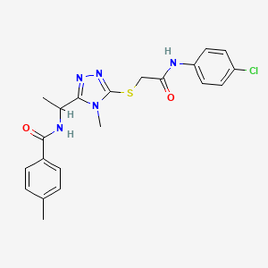 molecular formula C21H22ClN5O2S B4067748 N-{1-[5-({2-[(4-chlorophenyl)amino]-2-oxoethyl}sulfanyl)-4-methyl-4H-1,2,4-triazol-3-yl]ethyl}-4-methylbenzamide 