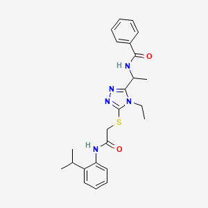 molecular formula C24H29N5O2S B4067761 N-(1-{4-ethyl-5-[(2-oxo-2-{[2-(propan-2-yl)phenyl]amino}ethyl)sulfanyl]-4H-1,2,4-triazol-3-yl}ethyl)benzamide 
