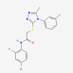 molecular formula C18H16BrFN4OS B4067903 N-(4-bromo-2-fluorophenyl)-2-[[5-methyl-4-(3-methylphenyl)-1,2,4-triazol-3-yl]sulfanyl]acetamide 