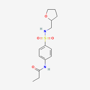 molecular formula C14H20N2O4S B4068010 N-{4-[(tetrahydrofuran-2-ylmethyl)sulfamoyl]phenyl}propanamide 