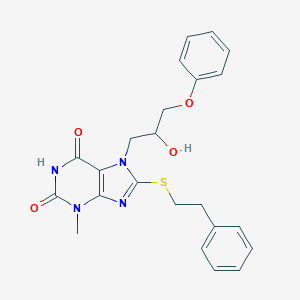 molecular formula C23H24N4O4S B406805 7-(2-hydroxy-3-phenoxypropyl)-3-methyl-8-[(2-phenylethyl)sulfanyl]-3,7-dihydro-1H-purine-2,6-dione CAS No. 303970-92-5