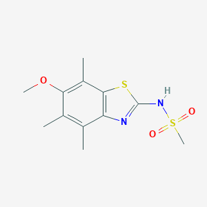 molecular formula C12H16N2O3S2 B040681 N-(6-Methoxy-4,5,7-trimethyl-1,3-benzothiazol-2-yl)methanesulfonamide CAS No. 120165-56-2