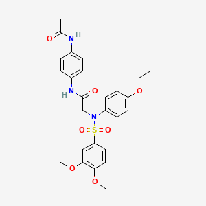 molecular formula C26H29N3O7S B4068215 N-[4-(acetylamino)phenyl]-N~2~-[(3,4-dimethoxyphenyl)sulfonyl]-N~2~-(4-ethoxyphenyl)glycinamide 