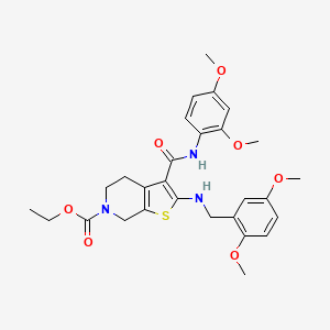 molecular formula C28H33N3O7S B4068225 Ethyl 3-[(2,4-dimethoxyphenyl)carbamoyl]-2-{[(2,5-dimethoxyphenyl)methyl]amino}-4H,5H,6H,7H-thieno[2,3-C]pyridine-6-carboxylate 