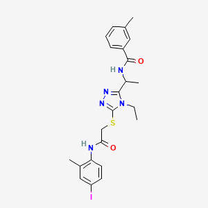 molecular formula C23H26IN5O2S B4068233 N-[1-[4-ethyl-5-[2-(4-iodo-2-methylanilino)-2-oxoethyl]sulfanyl-1,2,4-triazol-3-yl]ethyl]-3-methylbenzamide 