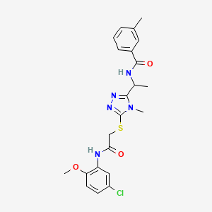 molecular formula C22H24ClN5O3S B4068259 N-{1-[5-({2-[(5-chloro-2-methoxyphenyl)amino]-2-oxoethyl}sulfanyl)-4-methyl-4H-1,2,4-triazol-3-yl]ethyl}-3-methylbenzamide 