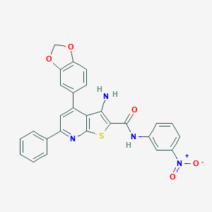 molecular formula C27H18N4O5S B406827 3-amino-4-(1,3-benzodioxol-5-yl)-N-(3-nitrophenyl)-6-phenylthieno[2,3-b]pyridine-2-carboxamide 