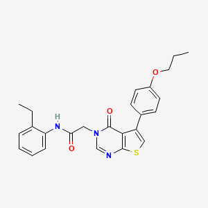 molecular formula C25H25N3O3S B4068345 N-(2-ethylphenyl)-2-[4-oxo-5-(4-propoxyphenyl)thieno[2,3-d]pyrimidin-3-yl]acetamide 