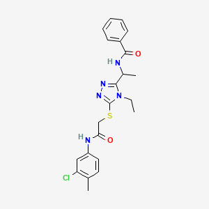 molecular formula C22H24ClN5O2S B4068382 N-{1-[5-({2-[(3-chloro-4-methylphenyl)amino]-2-oxoethyl}sulfanyl)-4-ethyl-4H-1,2,4-triazol-3-yl]ethyl}benzamide 
