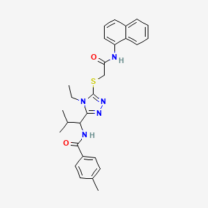 molecular formula C28H31N5O2S B4068395 N-[1-(4-ethyl-5-{[2-(naphthalen-1-ylamino)-2-oxoethyl]sulfanyl}-4H-1,2,4-triazol-3-yl)-2-methylpropyl]-4-methylbenzamide 