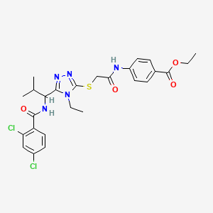 molecular formula C26H29Cl2N5O4S B4068413 ethyl 4-[({[5-(1-{[(2,4-dichlorophenyl)carbonyl]amino}-2-methylpropyl)-4-ethyl-4H-1,2,4-triazol-3-yl]sulfanyl}acetyl)amino]benzoate 