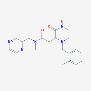 molecular formula C20H25N5O2 B4068671 N-methyl-2-[1-[(2-methylphenyl)methyl]-3-oxopiperazin-2-yl]-N-(pyrazin-2-ylmethyl)acetamide 