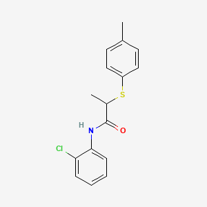 molecular formula C16H16ClNOS B4068722 N-(2-chlorophenyl)-2-[(4-methylphenyl)sulfanyl]propanamide 