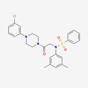 molecular formula C26H28ClN3O3S B4068727 N-{2-[4-(3-chlorophenyl)piperazin-1-yl]-2-oxoethyl}-N-(3,5-dimethylphenyl)benzenesulfonamide 